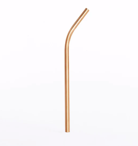 Rose Gold Metal Bent Straw