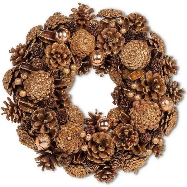 Gold Accented Pine Cone Wreath - Abbott