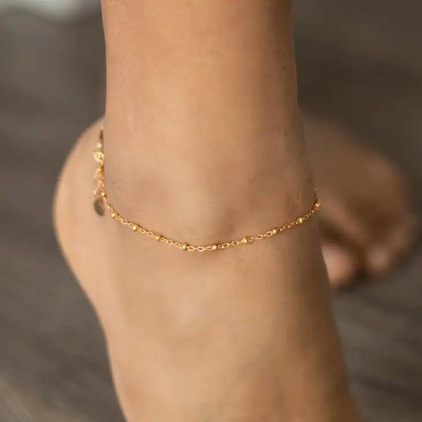 Anklet With Satellite Beads - 18k Gold Vermeil or Silver - bstrd