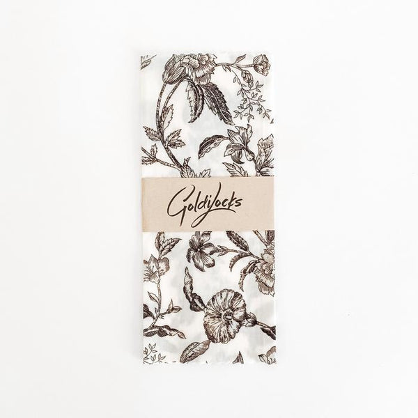 Goldilocks Beeswax Wrap Single - Black Floral