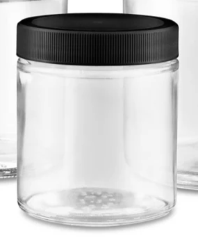 BOTTLE DEPOSIT - 500ml/16oz GLASS JAR w/black lid
