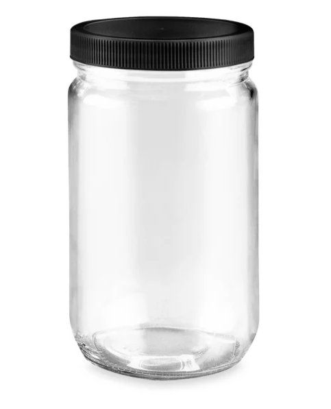 BOTTLE DEPOSIT - 1000ml/32OZ GLASS JAR w/ black lid