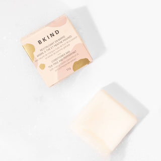 BKIND Tea Tree & Peppermint conditioner bar for coloured or white hair – vegan, colour-protective solid conditioner, Made in Canada, in recyclable packaging.