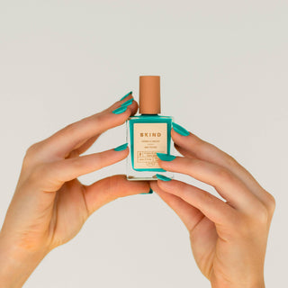 BKIND Tampa matte teal nail polish – vegan, 21-FREE, cruelty-free, Canadian-made eco nail polish in recyclable glass bottle.
