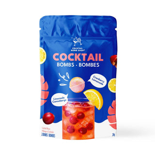 Cranberry Lemonade Cocktail Bomb™ 2 pack with tart cranberry and zesty lemon flavour – handcrafted cocktail and mocktail drink mixer made with real fruit and naturally sourced flavours.