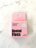 Cardamon Biodegradable Zero Waste Silk Floss made from cruelty-free mulberry silk with vegan candelilla wax and peppermint in plastic-free packaging for sustainable oral care.