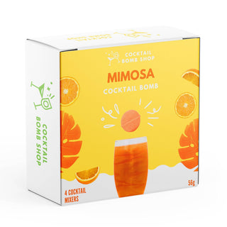 Mimosa Cocktail Bomb™ with bright orange citrus flavour – bubbly cocktail and mocktail mixer for brunch, celebrations, gifting, and sparkling drinks.