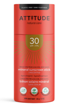 Mineral Sunscreen Stick - Unscented  - SPF 30 - Attitude