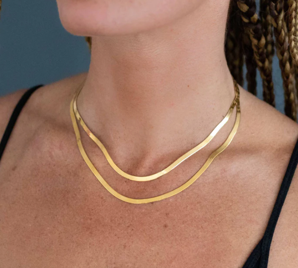 Gold Herringbone Necklace 18" - 18k Gold Vermeil - bstrd