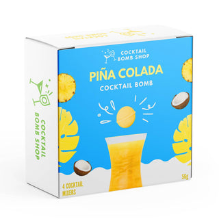 Piña Colada Cocktail Bomb™ with pineapple, coconut, rum-inspired flavour, and edible gold shimmer for tropical cocktails, mocktails, parties, and gifting.