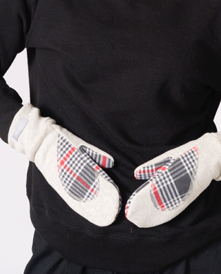 Buy eggshell-mix Preloved - Ariel Mitts With Upcycled Flannel