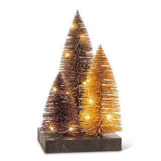 Glitter LED Trees on Square Wood Base