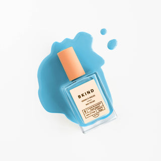 BKIND Blue Lagoon arctic ocean blue nail polish – vegan, 21-FREE, cruelty-free, Made in Canada eco nail polish in recyclable glass bottle.