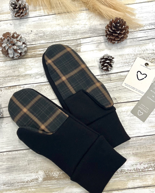 Preloved - Ariel Mitts With Upcycled Flannel