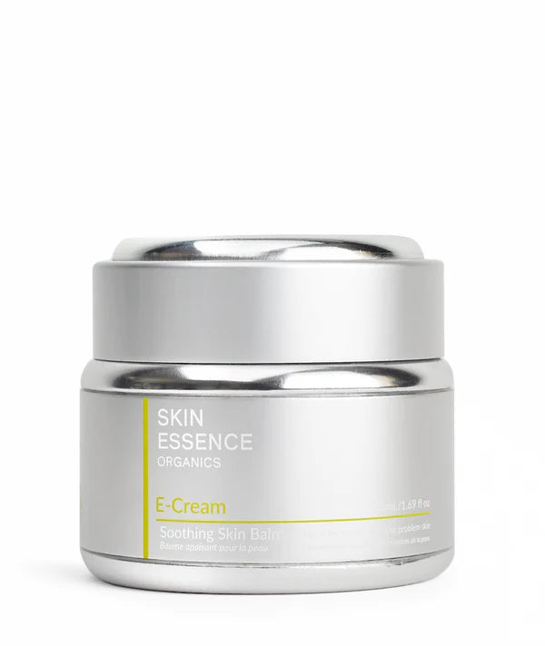Skin Essence Organics E-Cream 30ml jar – certified organic soothing balm with Zinc Oxide, Calendula & Chamomile for hydration and natural sun protection.
