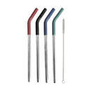 Kitchen Basics - Stainless Steel Straws with Silicone Tips & Cleaning Brush (5 Pack)