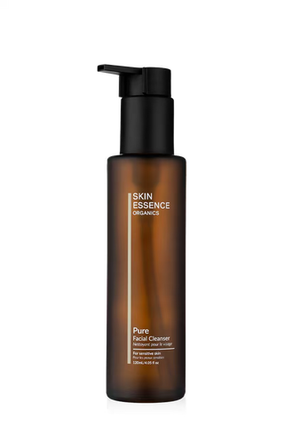 Skin Essence Organics Pure Gentle Facial Cleanser 120ml bottle – certified organic vegan cleanser with Blue Chamomile & Geranium for sensitive or rosacea-prone skin.