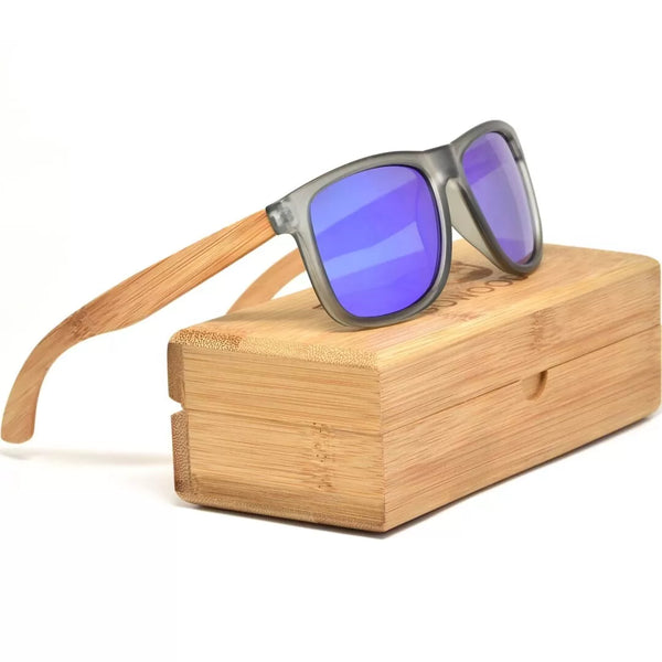 GOWOOD SYDNEY SUNGLASSES - BAMBOO (BLUE LENS)