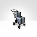 Grey collapsible grocery trolley with front swivel wheels