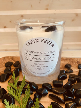 Little White Lantern–Crystal Healing Candle - Black Tourmaline