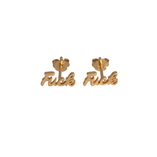 Buy gold The &#39;FUCK&#39;  Stud Earring Set -bstrd