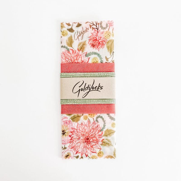 Goldilocks Beeswax Wraps — Pink Floral (Set of 3)