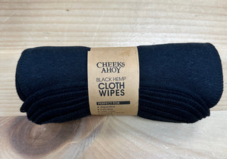 Cheeks Ahoy - Black Hemp & Cotton Cloth Wipes (10-Pack)