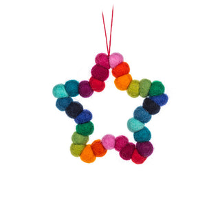 Rainbow Pompom Star Ornament - Abbott
