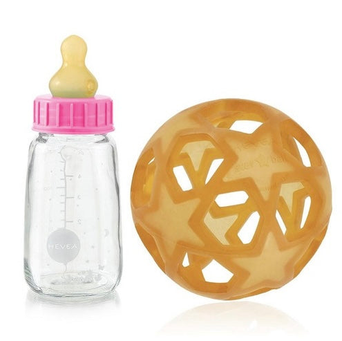 Hevea - Baby Glass Bottle with Natural Rubber Cover