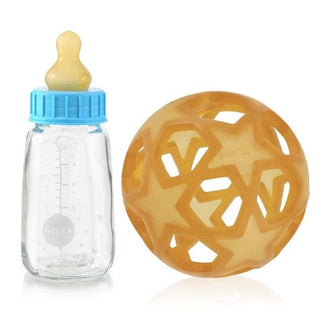 Hevea - Baby Glass Bottle with Natural Rubber Cover