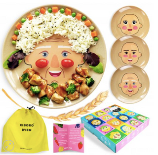 Make A Face - Rice Husk Kids Plates - Set of 3