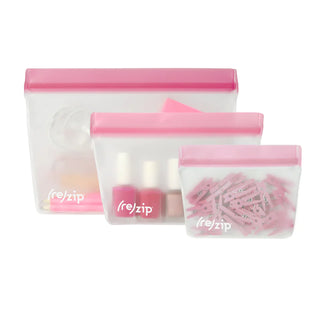 Buy pink-3-pc-stand-up-kit (re)zip by BlueAvocado - Reusable Stand-up Storage Bag Kit (3-Pack)
