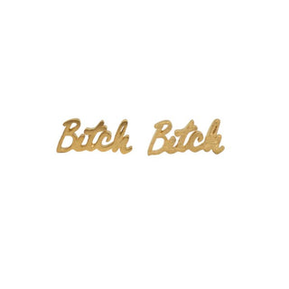 Buy gold The &#39;Bitch&#39;  Stud Earring Set -bstrd