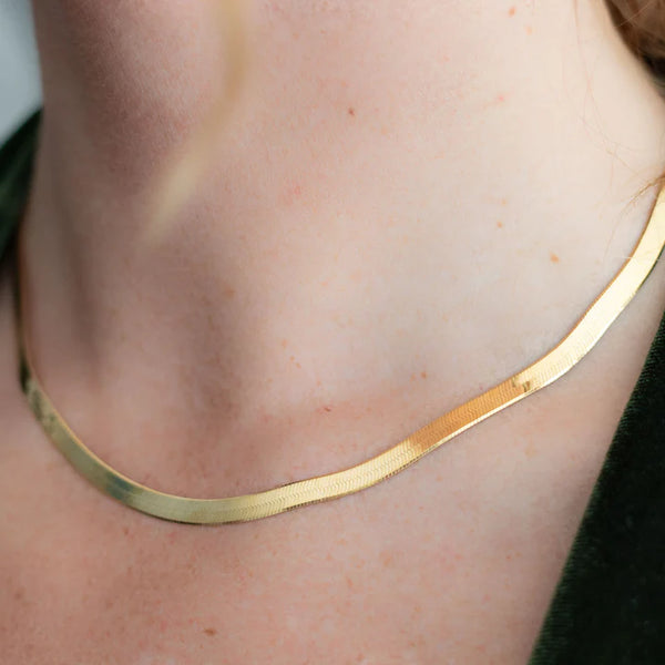 Gold Herringbone Necklace 18" - 18k Gold Vermeil - bstrd
